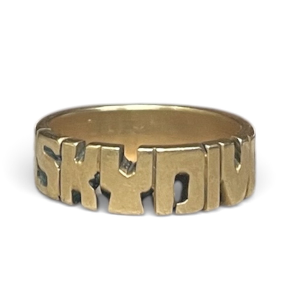 Vintage Brass “Skydive” Ring, sz 6